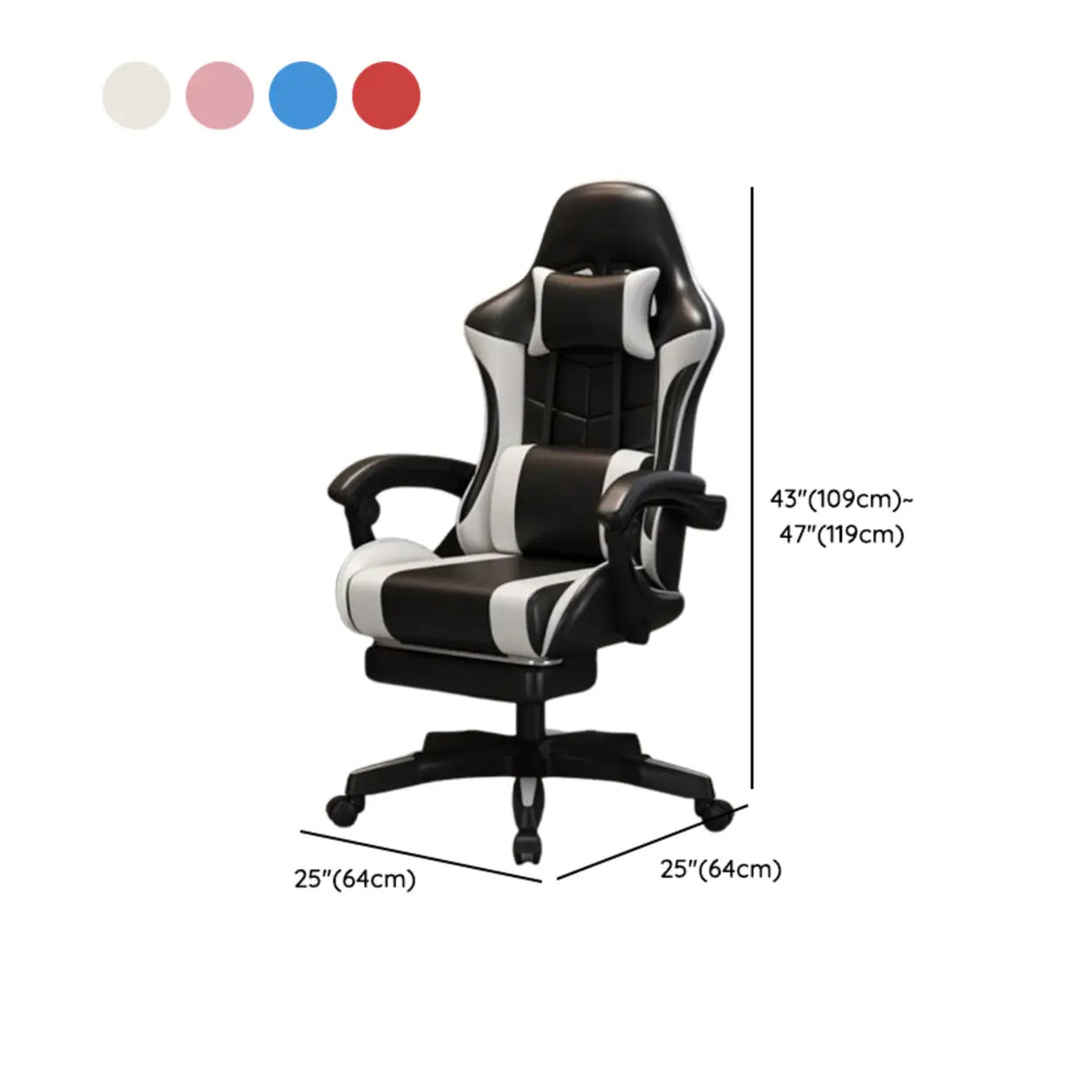 Racing Reclining PU Leather Red Black Gaming Office Chair Image - 17