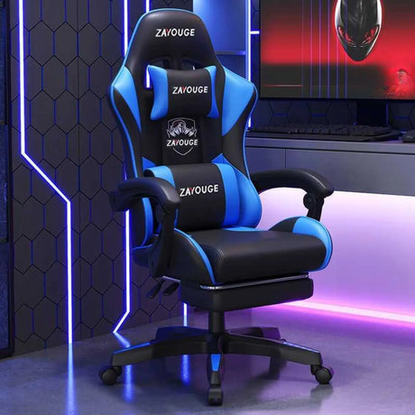 Racing Reclining PU Leather Red Black Gaming Office Chair Image - 2