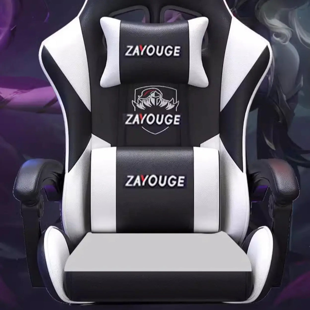 Racing Reclining PU Leather Red Black Gaming Office Chair Image - 4