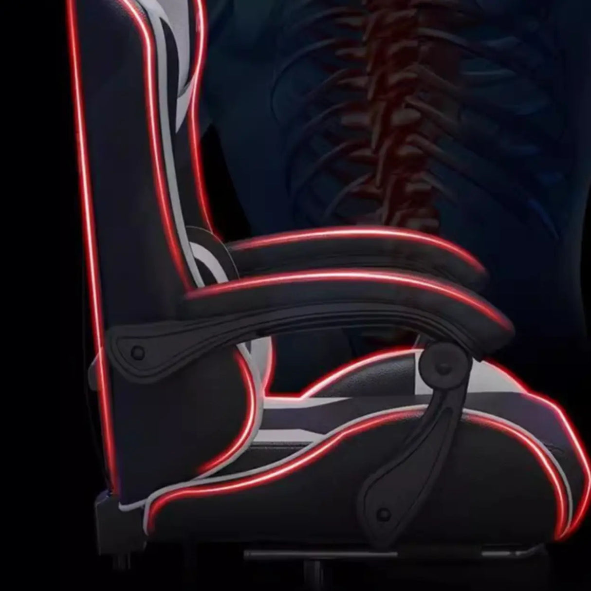Racing Reclining PU Leather Red Black Gaming Office Chair Image - 5