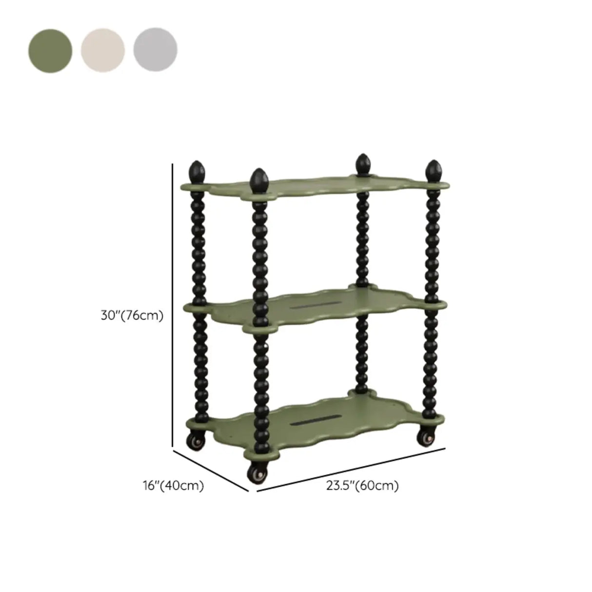 Rectangle Beaded Decor Multi-Tiered Rolling Plant Stand 