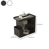 Rectangle Black Iron 3 Tiers Casters Side Table with Shelf Image - 17