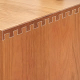Rectangle Light Cherry Wood Drawers Block Coffee Table Image - 10
