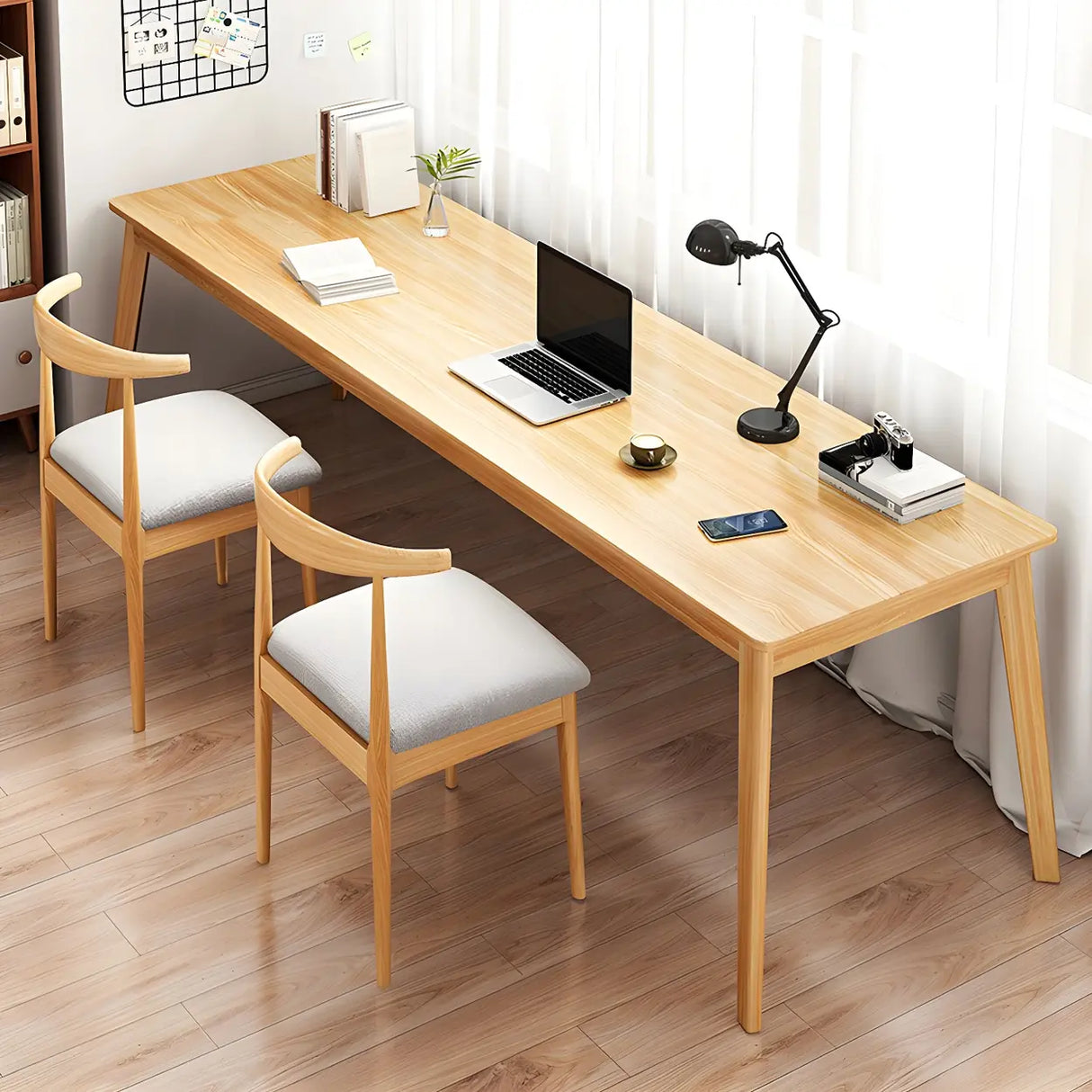 Rectangle Manufactured Wood Two-Person Writing Desk Image - 4