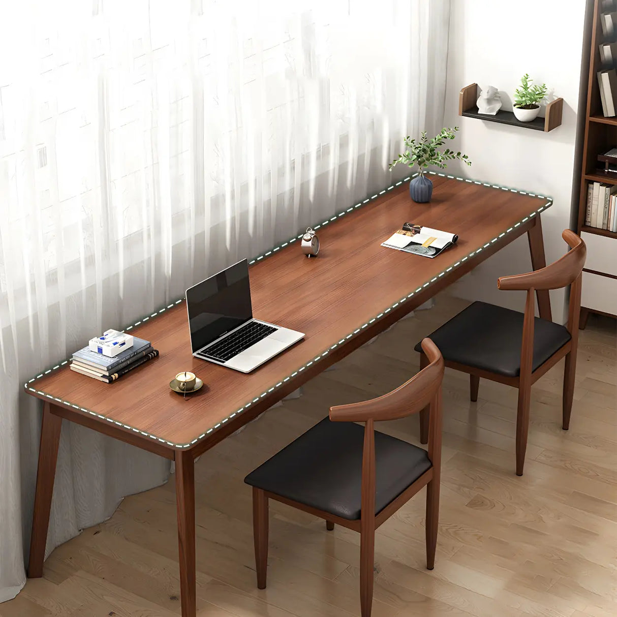 Rectangle Manufactured Wood Two-Person Writing Desk Image - 5