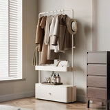 Rectangle Metal Bedroom Off-White Drawers Shelves Coat Rack Image - 2