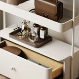 Rectangle Metal Bedroom Off-White Drawers Shelves Coat Rack Image - 8