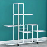 Rectangle Metal Rolling Indoor Crate Plant Stand White Image - 4