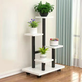 Rectangle Multi-Tier Wood Floor Tray Plant Stand White Image - 4