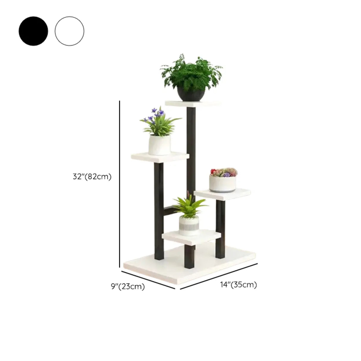 Rectangle Multi-Tier Wood Floor Tray Plant Stand White 