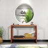 Rectangle Pine Caramel Storage Console Table with Shelves Image - 1