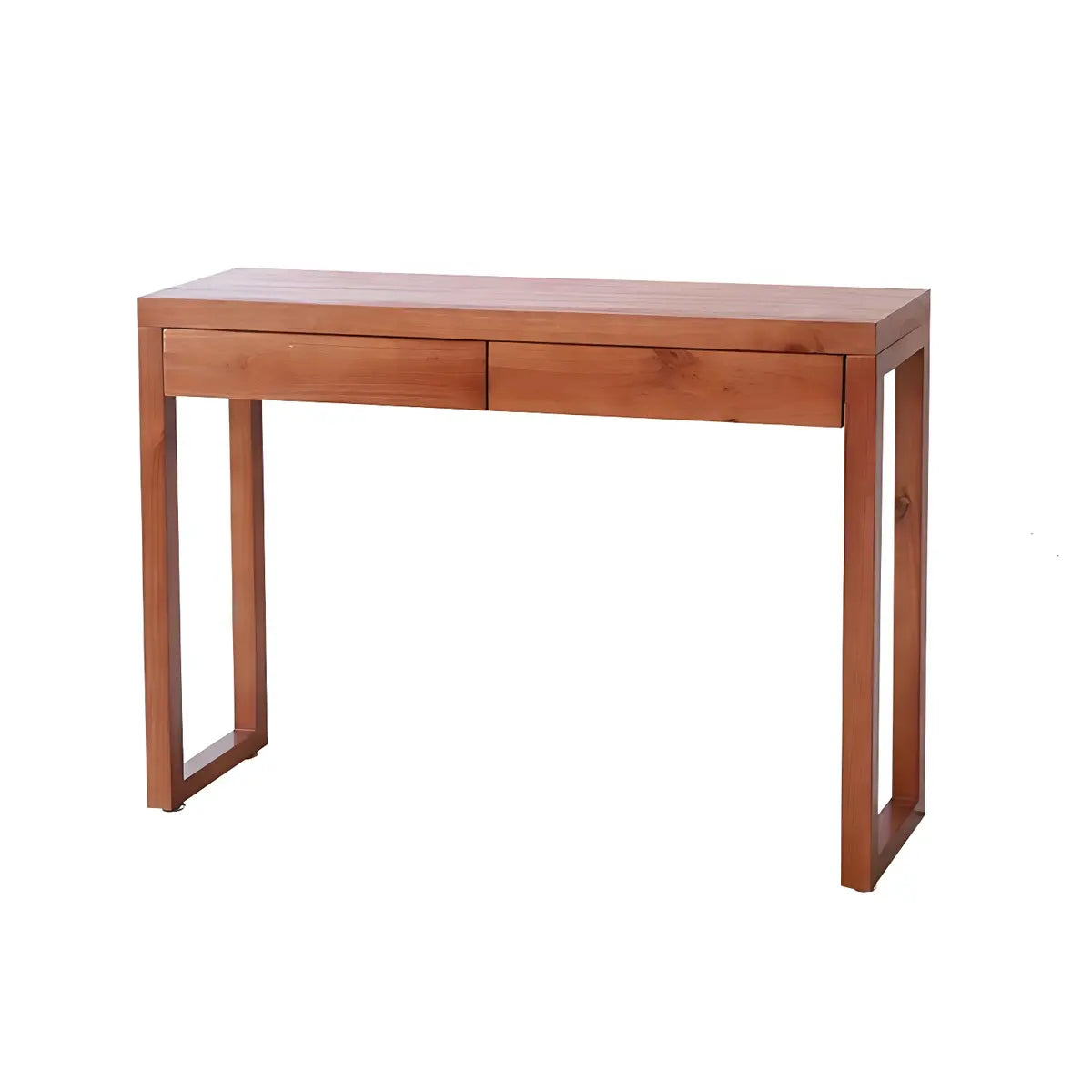 Rectangle Pine Caramel Storage Console Table with Shelves Image - 10