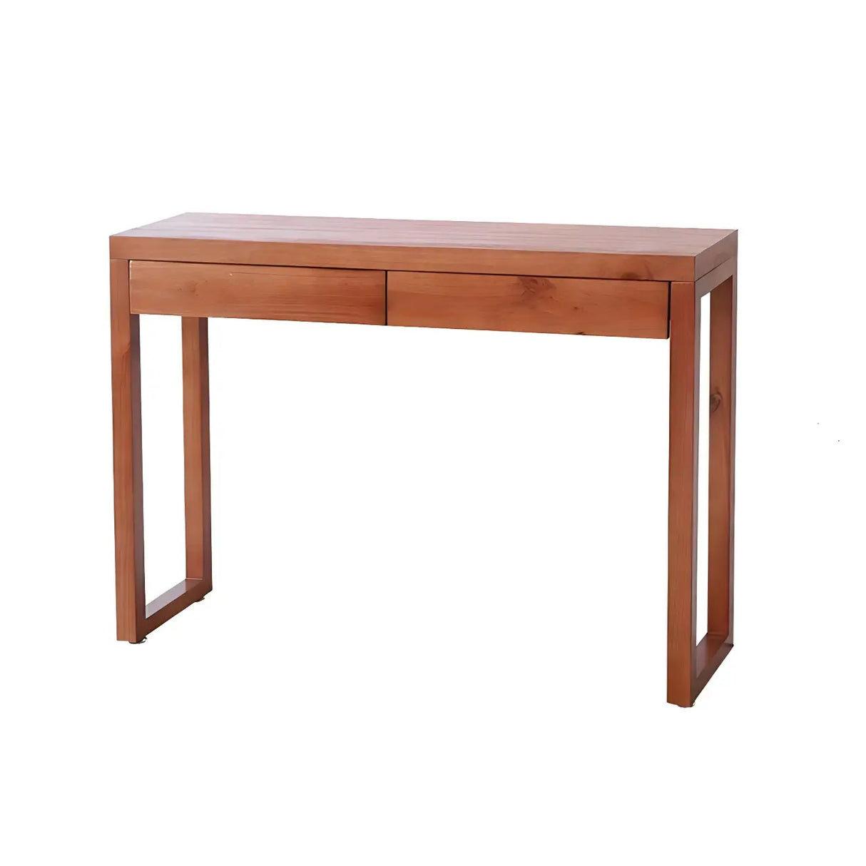 Rectangle Pine Caramel Storage Console Table with Shelves Image - 10