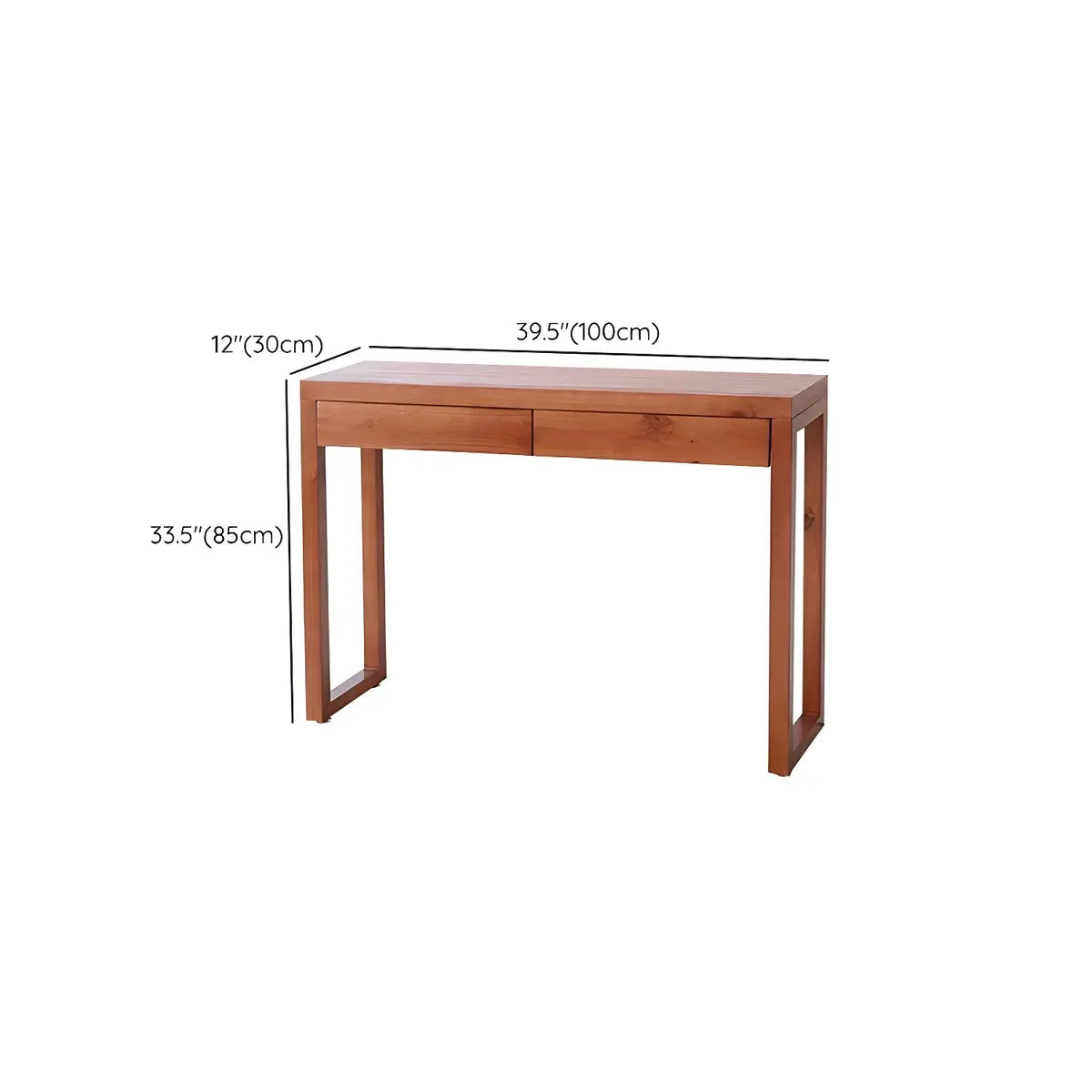 Rectangle Pine Caramel Storage Console Table with Shelves Image - 19