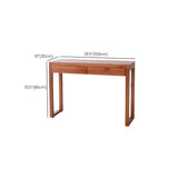 Rectangle Pine Caramel Storage Console Table with Shelves Image - 19