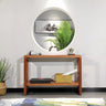 Rectangle Pine Caramel Storage Console Table with Shelves Image - 1