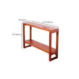 Rectangle Pine Caramel Storage Console Table with Shelves Image - 21