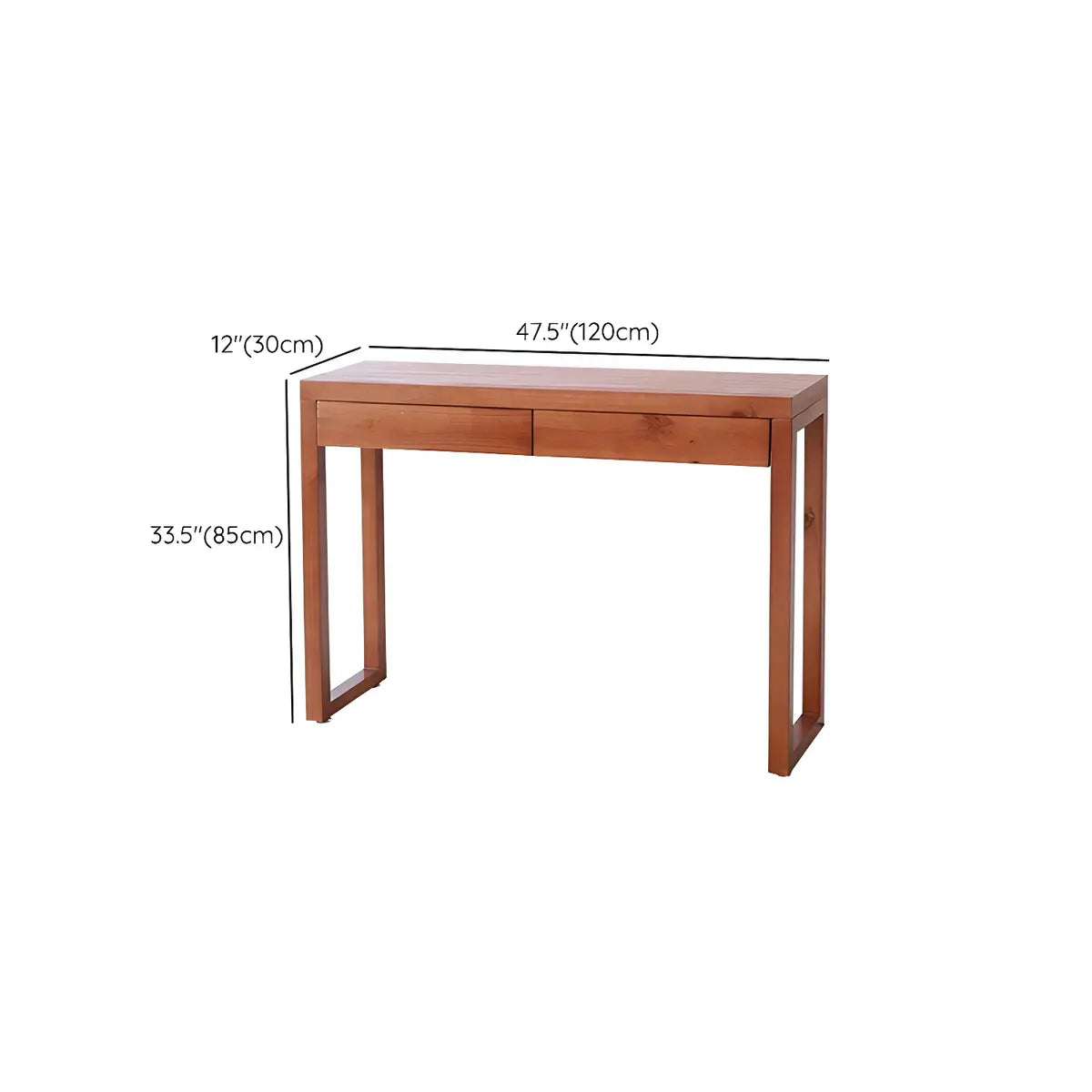 Rectangle Pine Caramel Storage Console Table with Shelves Image - 22