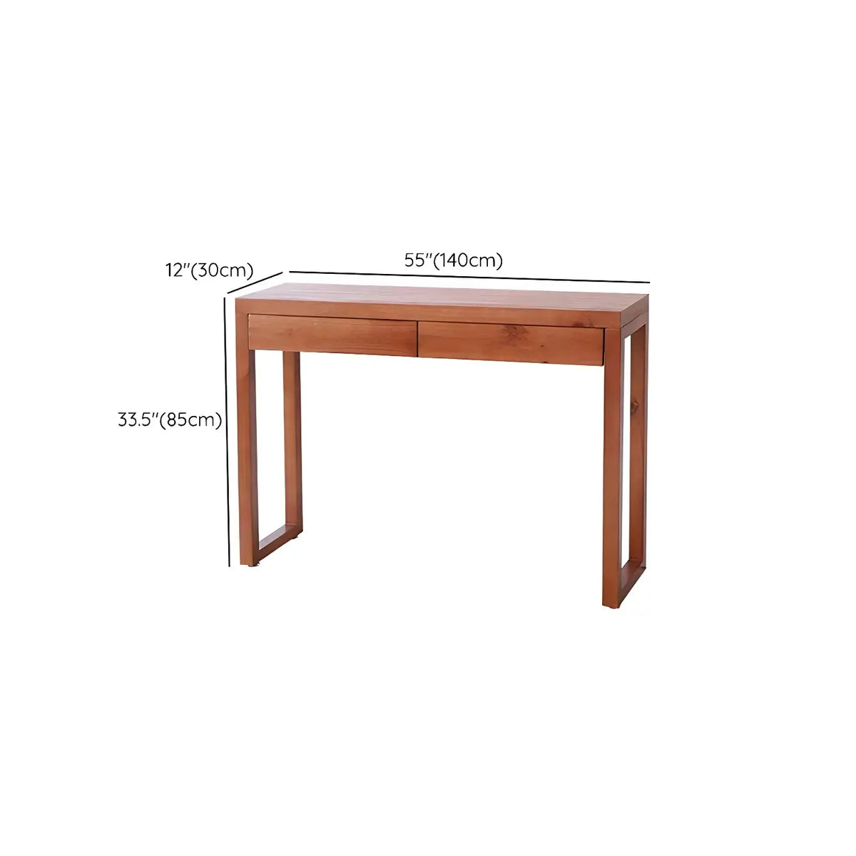Rectangle Pine Caramel Storage Console Table with Shelves Image - 25