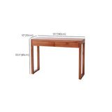 Rectangle Pine Caramel Storage Console Table with Shelves Image - 25