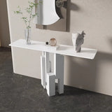 Rectangle Stone Iron Abstract Base Black Console Table Image - 4