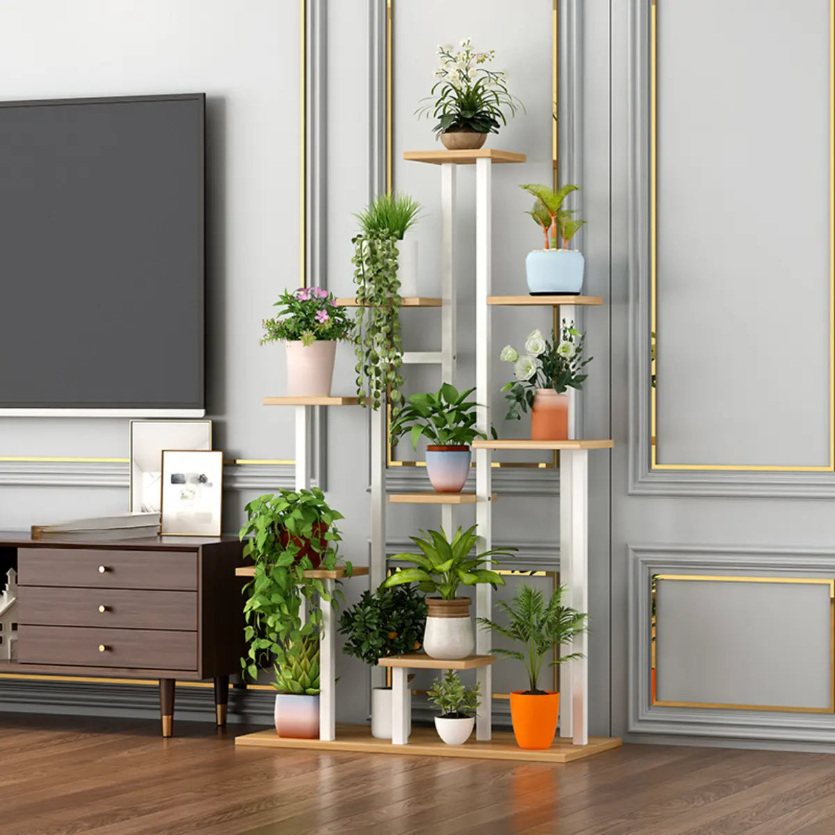 Rectangle Wood Floor Multi-Tiers Storage Plant Stand Image - 15
