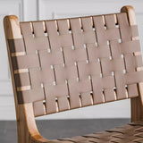 Rectangle Wood Leather Woven Bar Stool with Footrest Image - 10