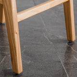 Rectangle Wood Leather Woven Bar Stool with Footrest Image - 9