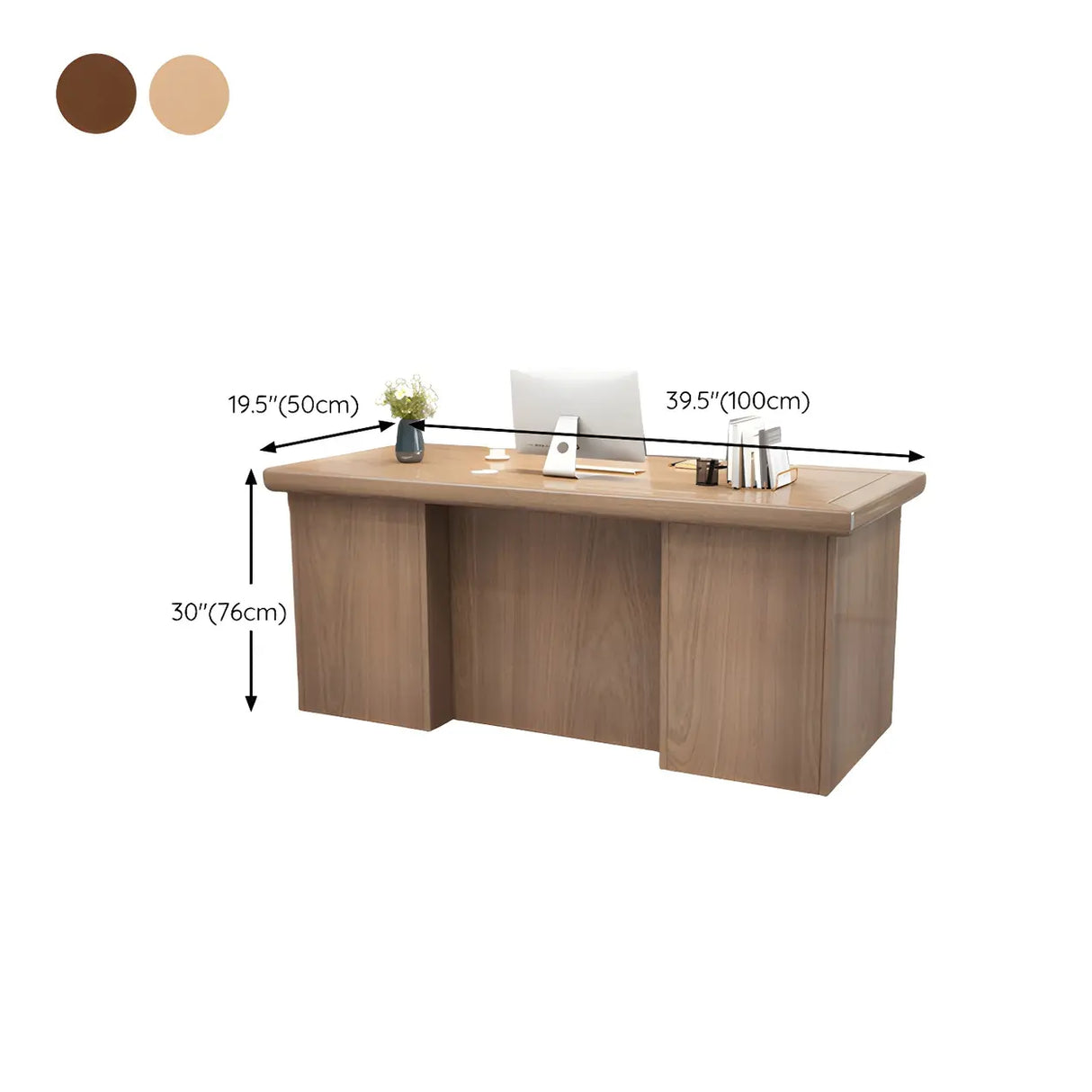 Rectangle Wood Sled Base Executive Desk with Cabinet 