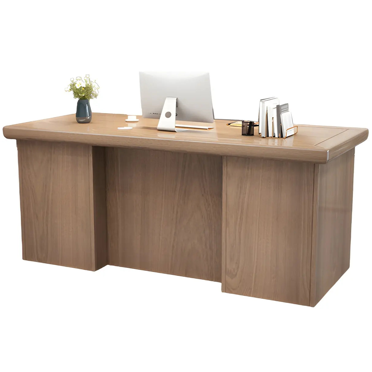 Rectangle Wood Sled Base Executive Desk with Cabinet Image - 5