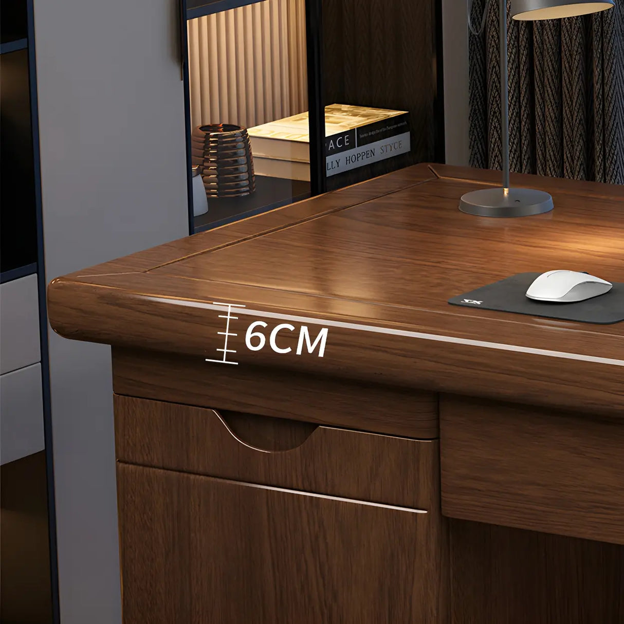 Rectangle Wood Sled Base Executive Desk with Cabinet Image - 8