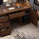 Rectangle Wood Sled Base Executive Desk with Cabinet Image - 9