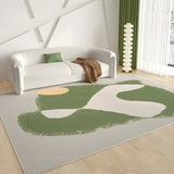 Rectangular Abstract Beige-Green Polyester Area Rug Image - 4