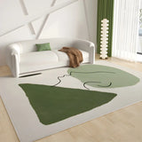 Rectangular Abstract Beige-Green Polyester Area Rug Image - 8