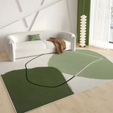 Rectangular Abstract Beige-Green Polyester Area Rug Image - 9
