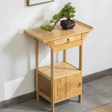 Rectangular Bamboo Natural Hall Storage Console Table Image - 1