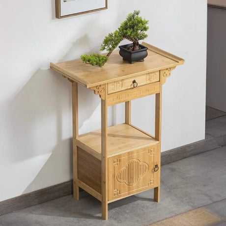 Rectangular Bamboo Natural Hall Storage Console Table Image - 2