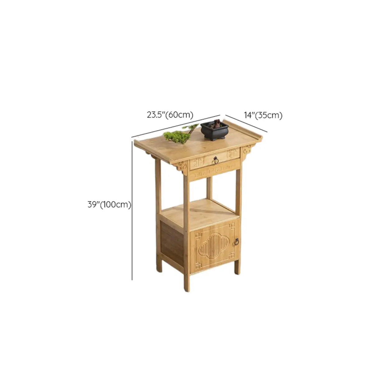 Rectangular Bamboo Natural Hall Storage Console Table Image - 8