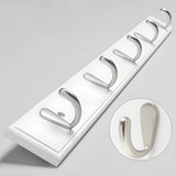 Rectangular Bamboo Wood Wall-Mounted Coat Rack with Hooks Image - 14