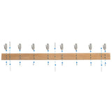 Rectangular Bamboo Wood Wall-Mounted Coat Rack with Hooks Image - 18