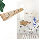 Rectangular Bamboo Wood Wall-Mounted Coat Rack with Hooks Image - 21