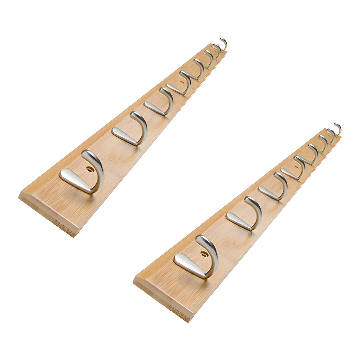 Rectangular Bamboo Wood Wall-Mounted Coat Rack with Hooks Image - 74