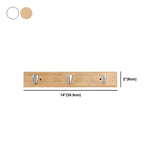 Rectangular Bamboo Wood Wall-Mounted Coat Rack with Hooks #size