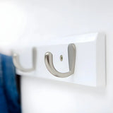 Rectangular Bamboo Wood Wall-Mounted Coat Rack with Hooks Image - 7