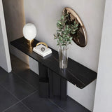 Rectangular Black Stone Abstract Metal Base Console Table Image - 11
