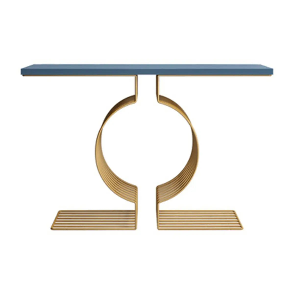 Rectangular Blue Wood Geometric Entry Console Table Image - 5