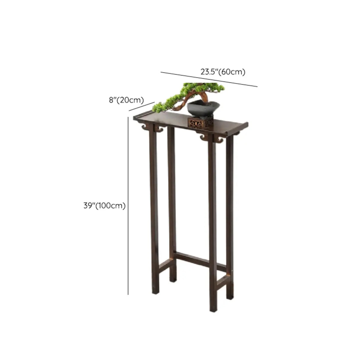 Rectangular Brown Bamboo Slim Entryway Console Table Image - 29