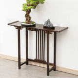 Rectangular Brown Bamboo Slim Entryway Console Table Image - 7