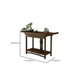 Rectangular Brown Storage Console Table with Floor Shelf Image - 12