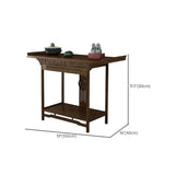 Rectangular Brown Storage Console Table with Floor Shelf Image - 15
